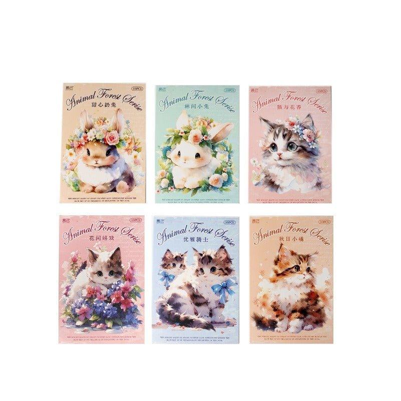 1127 Sticker Pack Animal Forest Cartoon Cat Bunny - Memo Journals