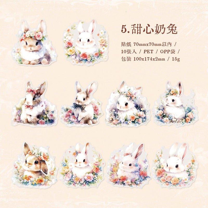 1127 Sticker Pack Animal Forest Cartoon Cat Bunny - Memo Journals