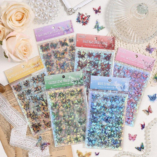 1128 Under the Moon Dream Butterfly Laser Shell Light Handbook Stickers - Memo Journals