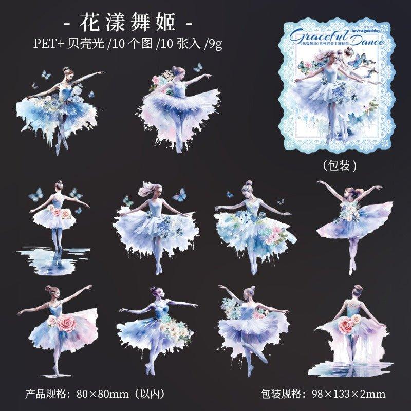 1132 Shell Light Stickers Attractive Dancing Series Ballet Theme - Memo Journals