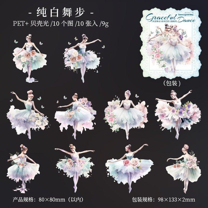 1132 Shell Light Stickers Attractive Dancing Series Ballet Theme - Memo Journals