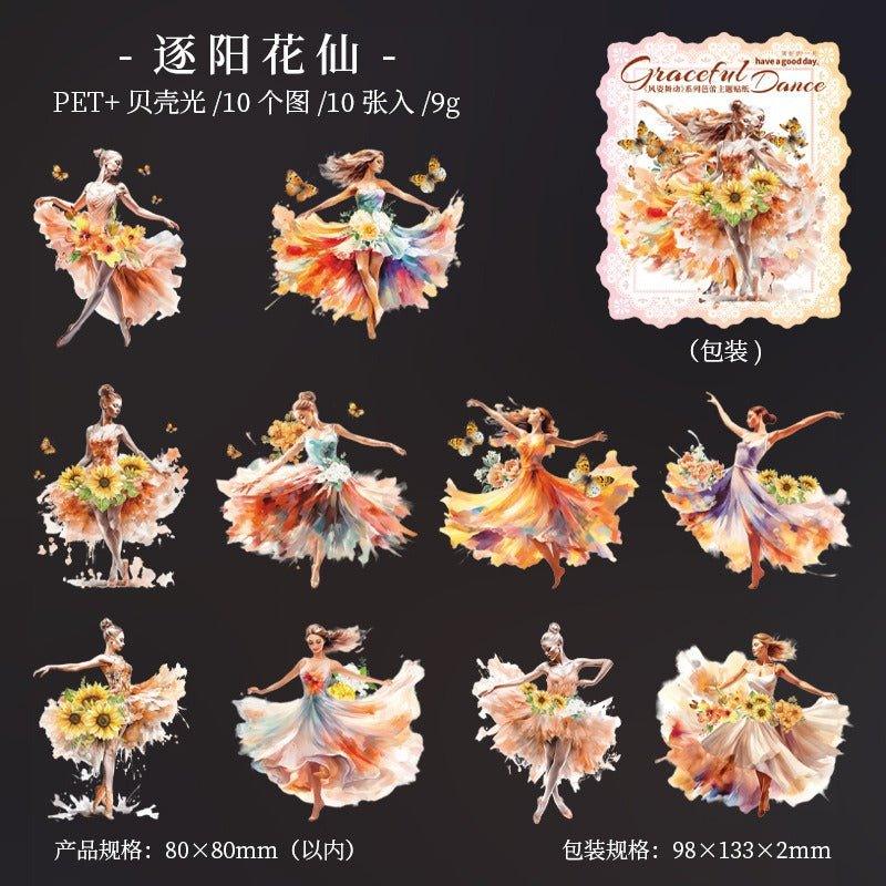 1132 Shell Light Stickers Attractive Dancing Series Ballet Theme - Memo Journals