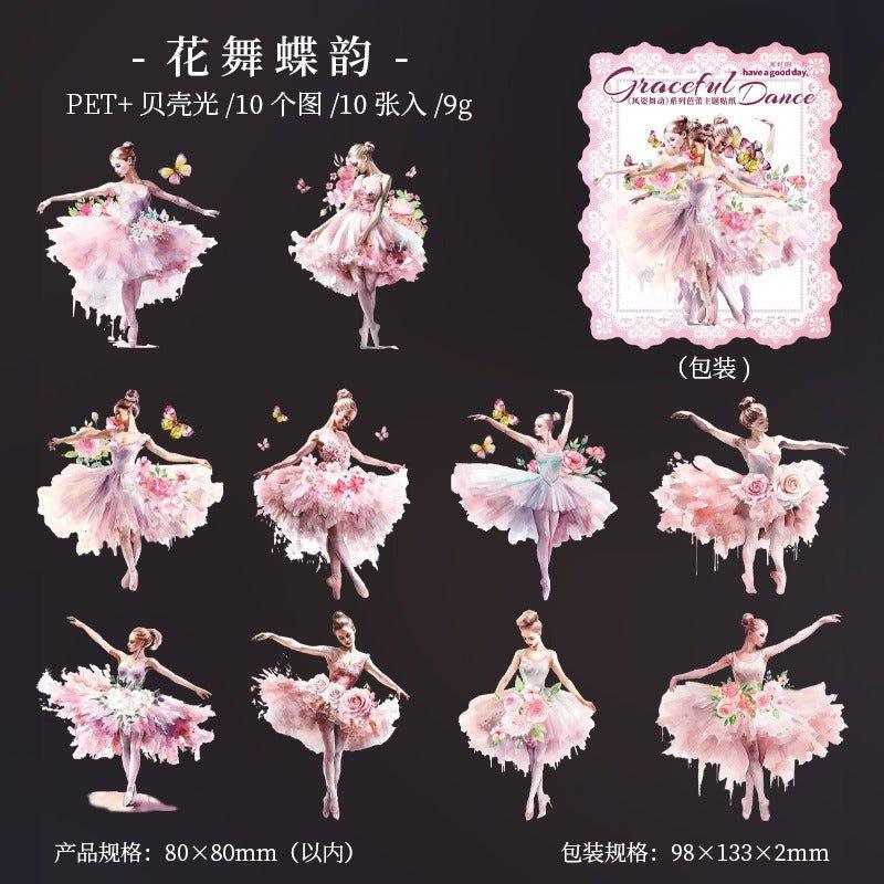 1132 Shell Light Stickers Attractive Dancing Series Ballet Theme - Memo Journals