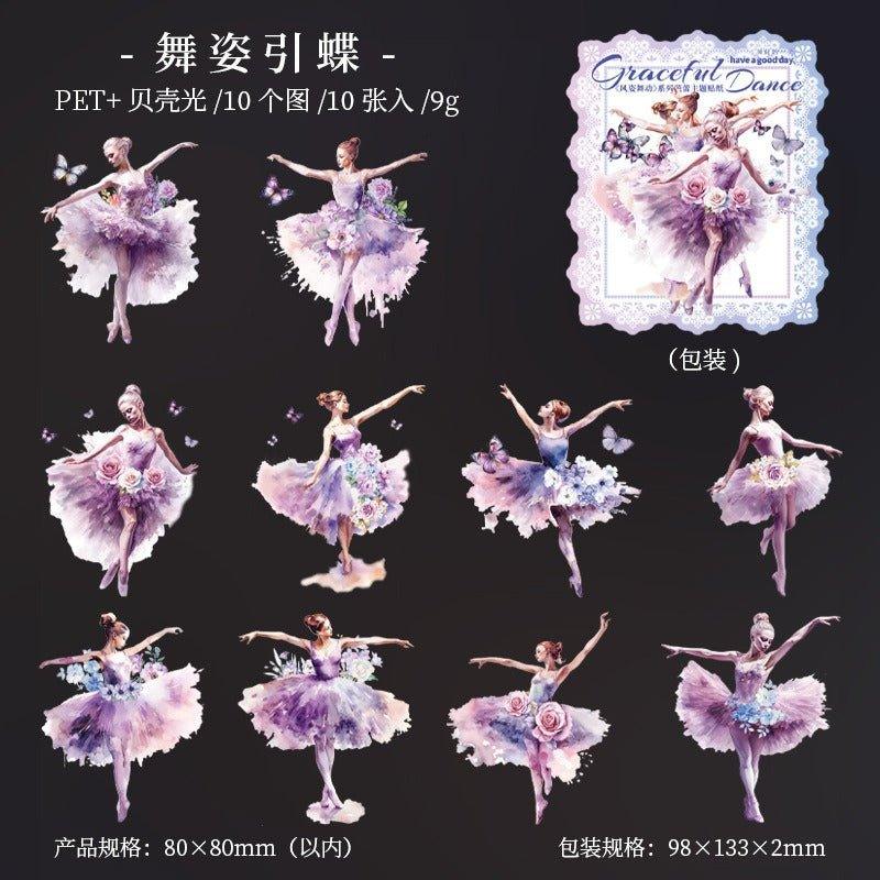 1132 Shell Light Stickers Attractive Dancing Series Ballet Theme - Memo Journals