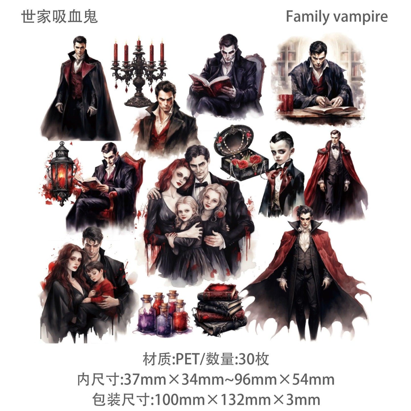 1053 Sticker Pack Gothic Vampire Series - Memo Journals