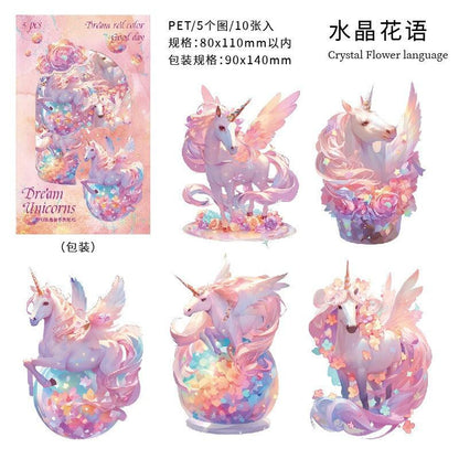 1060 Dark Phantom PET Sticker Pack Dreamland Unicorn Collection - Memo Journals