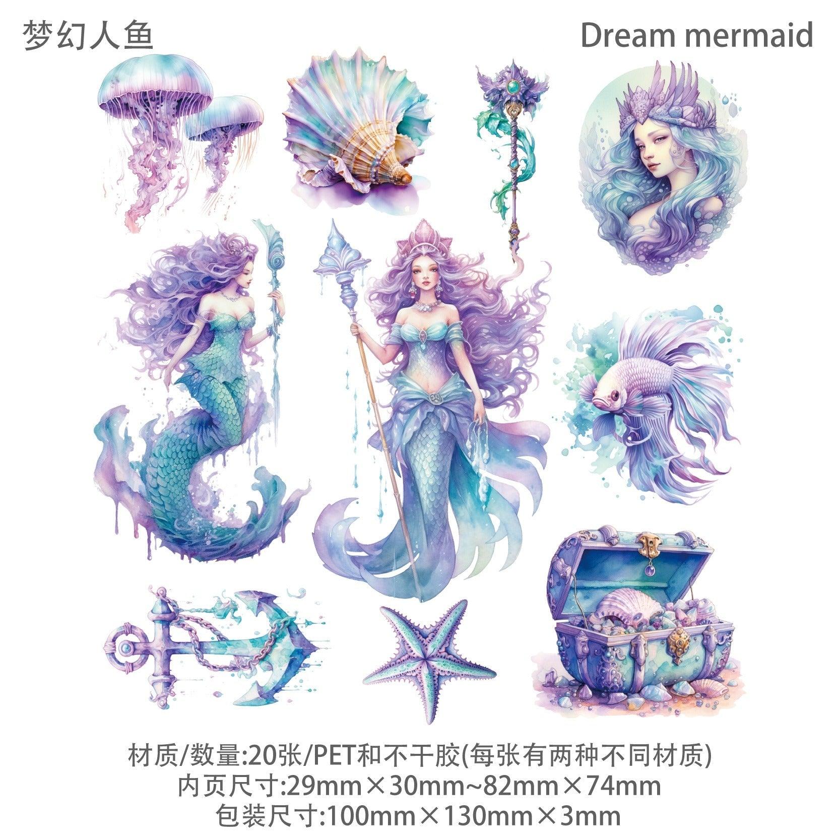 1056 Sticker Pack Mermaid Poseidon Series - Memo Journals