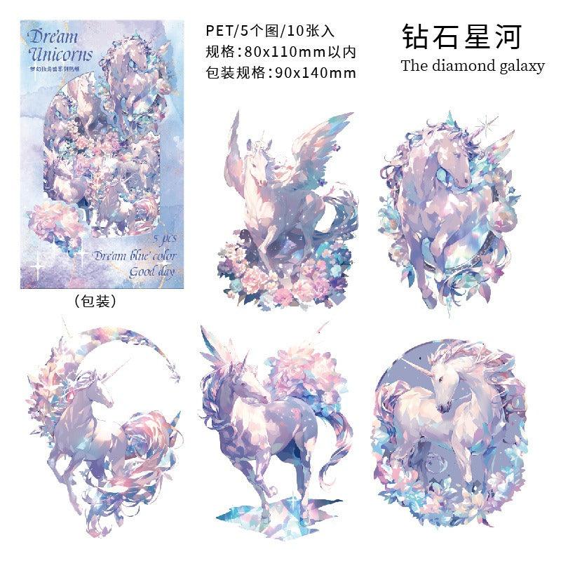 1060 Dark Phantom PET Sticker Pack Dreamland Unicorn Collection - Memo Journals