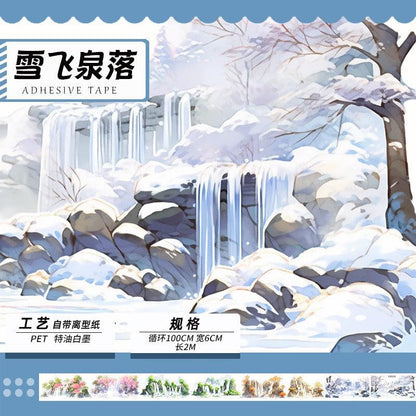 3054 Tape landscape ancient style characters waterproof stickers PET 2M - Memo Journals