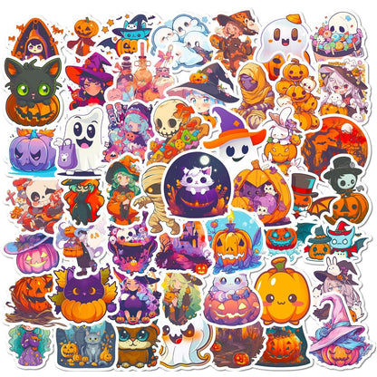 1193 Spooky Halloween Pumpkin Lights Spider Ghost Stickers - Memo Journals