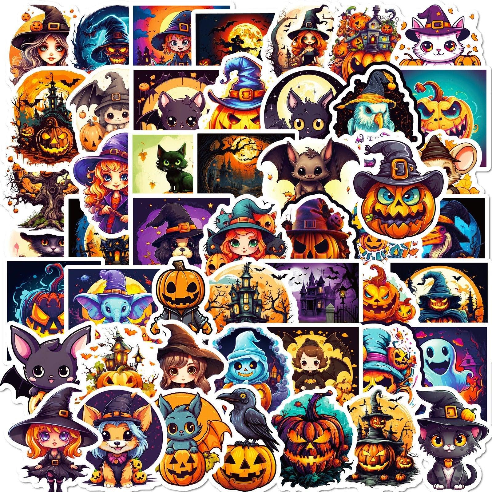 1214 50 Personalized Pumpkin Halloween Stickers - Memo Journals