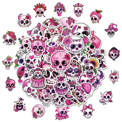 1212 50 Pink Skeletons Girls Heart Romantic Halloween - Memo Journals