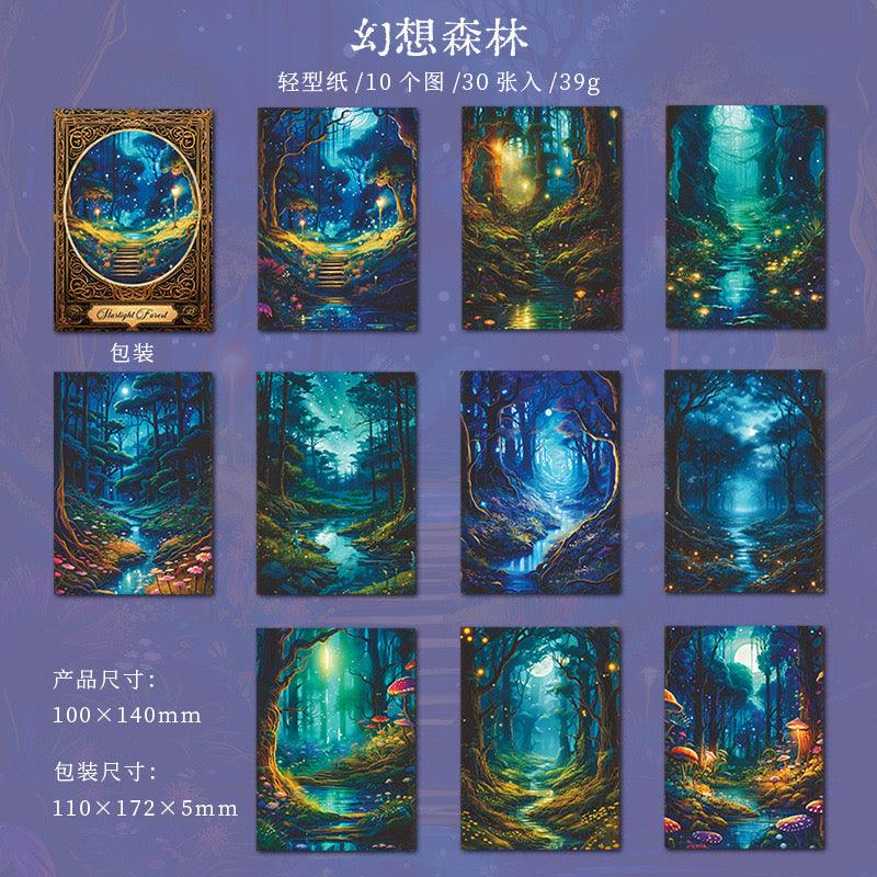 2005 Material Paper Starry Forest Series Retro Forest Fairy Tale Journal Decoration - Memo Journals