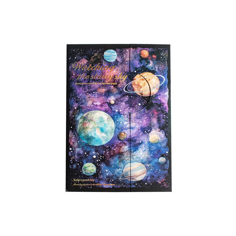 2008 Material paper stargazing series retro moon phase starry sky theme handbook bottoming background paper - Memo Journals