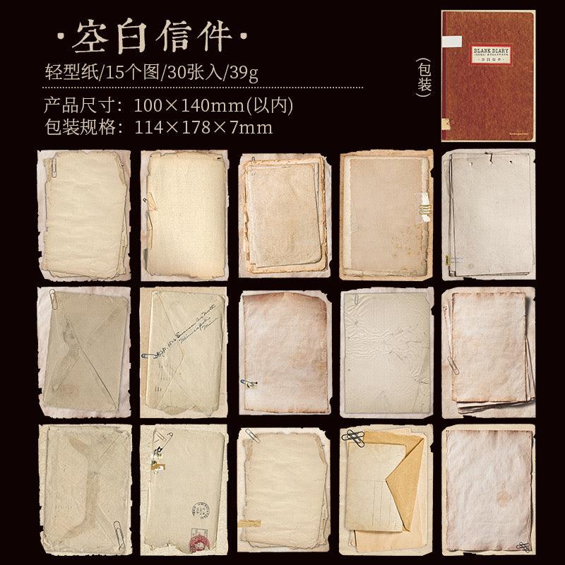 2009 Material paper blank notes series vintage old book pages diy handbook background priming collage - Memo Journals