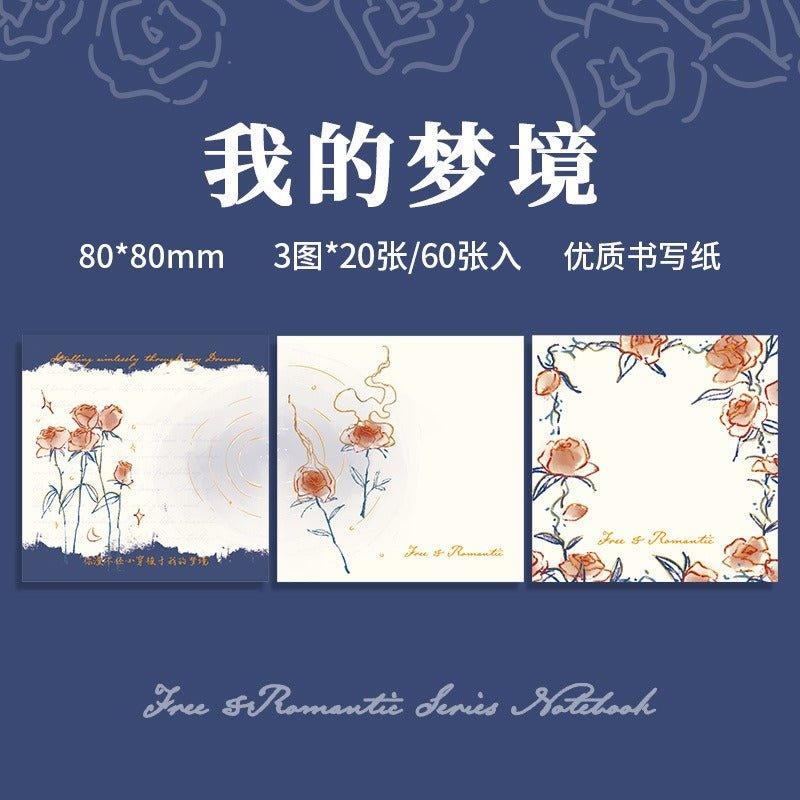 2065 Full-stamped trio of memo pads. The Name of the Rose. - Memo Journals