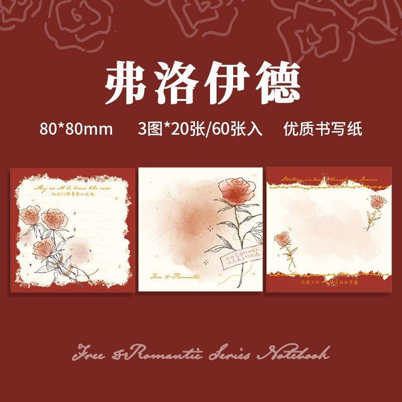 2065 Full-stamped trio of memo pads. The Name of the Rose. - Memo Journals