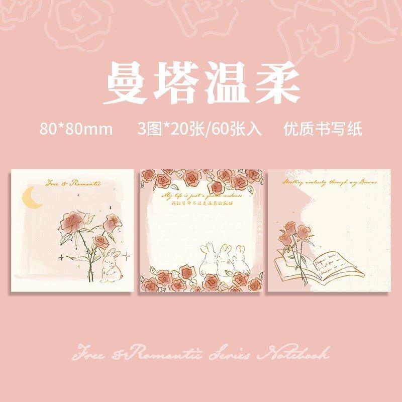 2065 Full-stamped trio of memo pads. The Name of the Rose. - Memo Journals