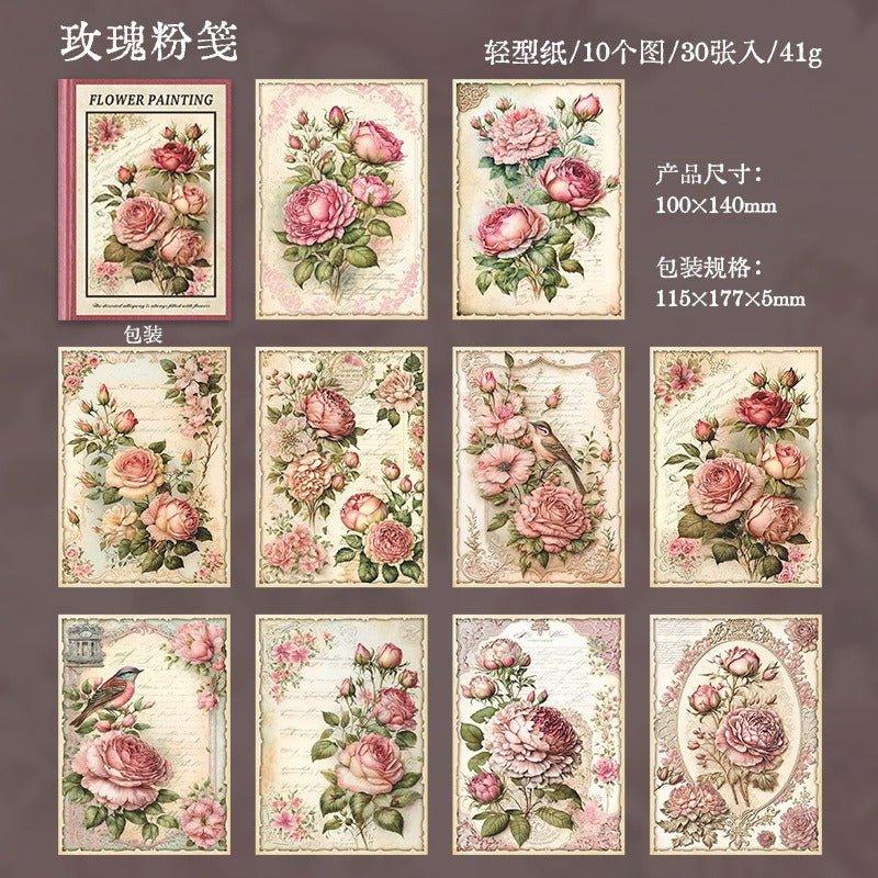 2075 Flower Painting Book Page Series - Memo Journals