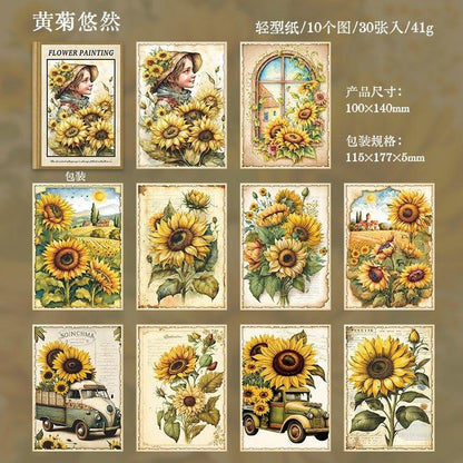 2075 Flower Painting Book Page Series - Memo Journals