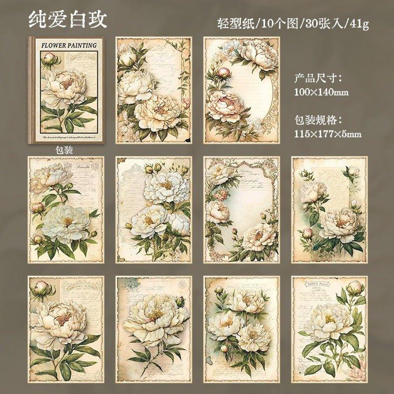 2075 Flower Painting Book Page Series - Memo Journals