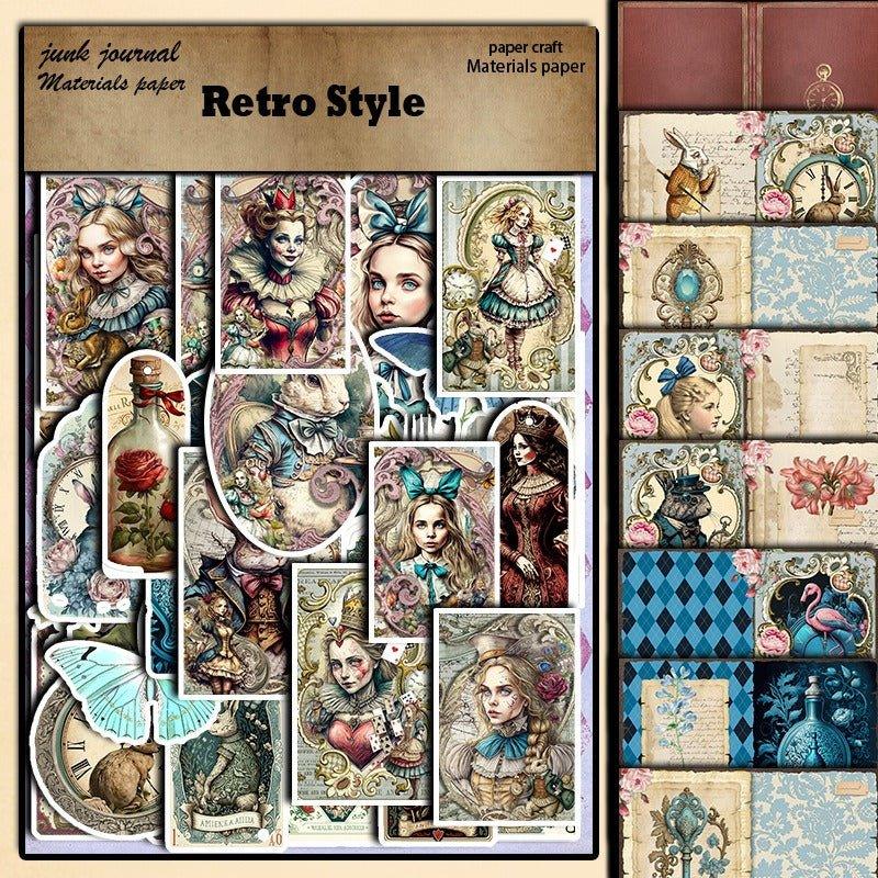 2086 Vintage Alice Theme Sticker Pack Material Paper - Memo Journals