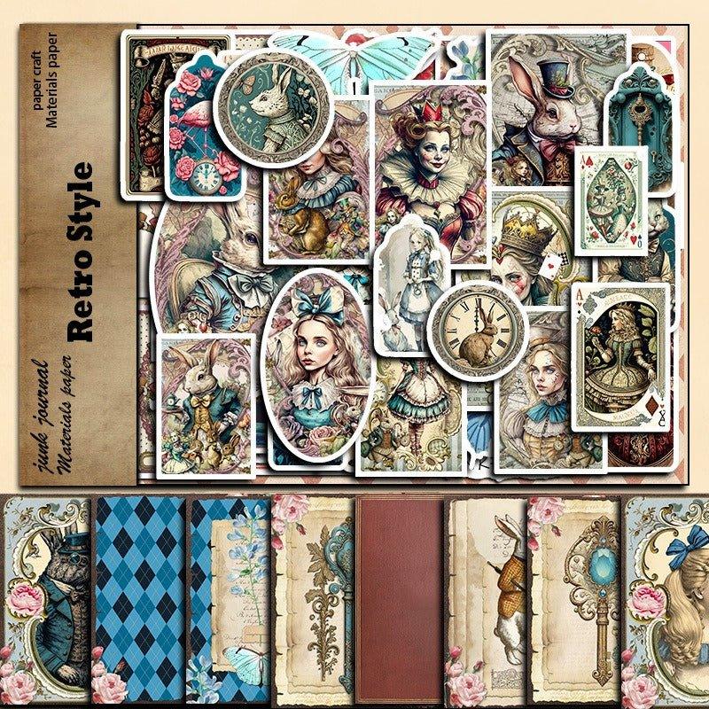 2086 Vintage Alice Theme Sticker Pack Material Paper - Memo Journals