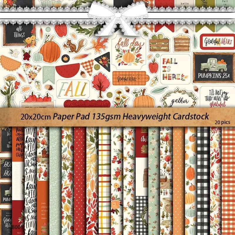 2088 20 Vintage Handbook Materials Paper Autumn Pumpkin Maple Leaves - Memo Journals