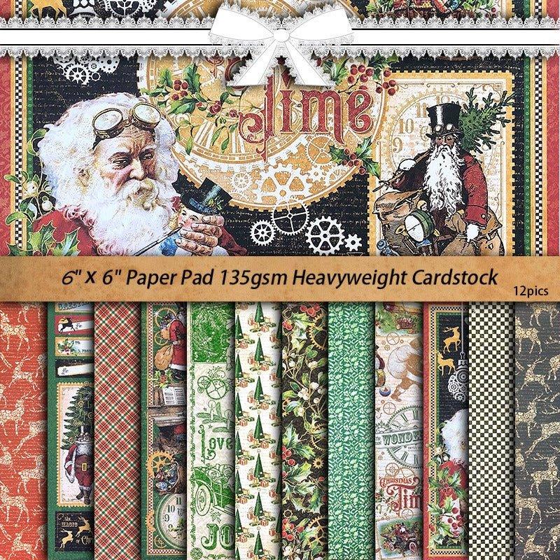 2089 Vintage Father Christmas Material Paper Junk Art Handbook - Memo Journals