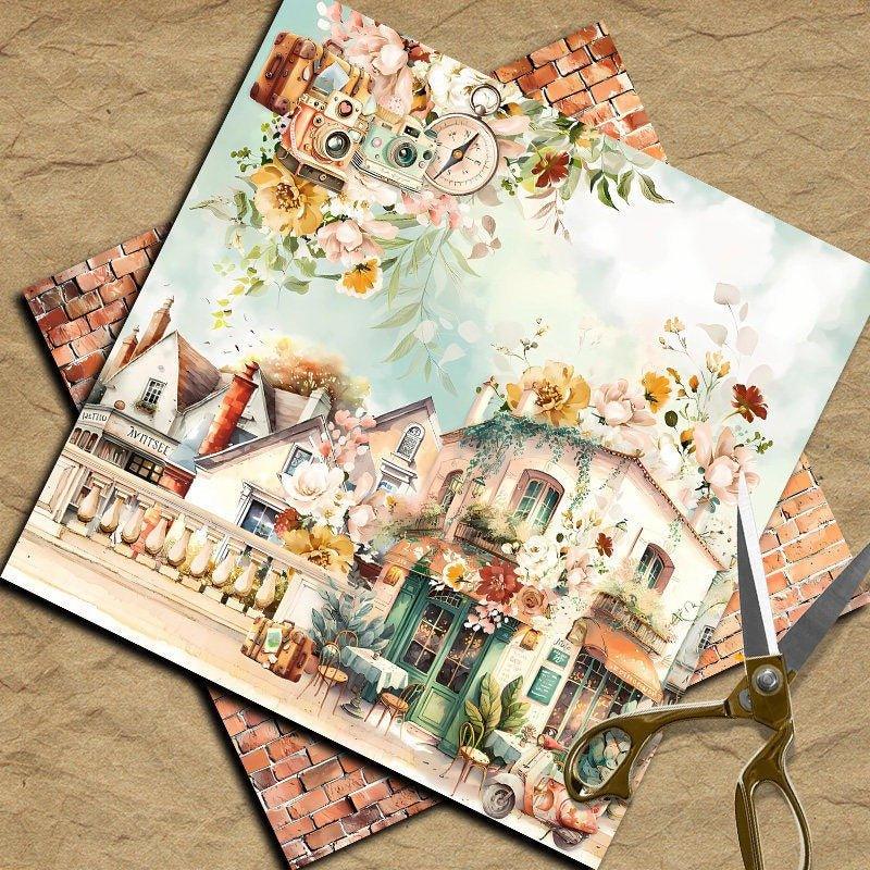 2090 10 background papers where we go handbook collage diy - Memo Journals