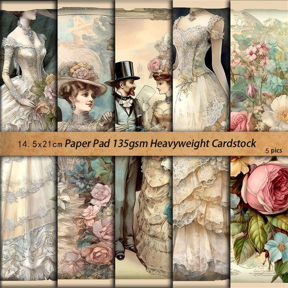 2091 Vintage Background Paper 5 Gentlemen's Wedding Material Paper - Memo Journals