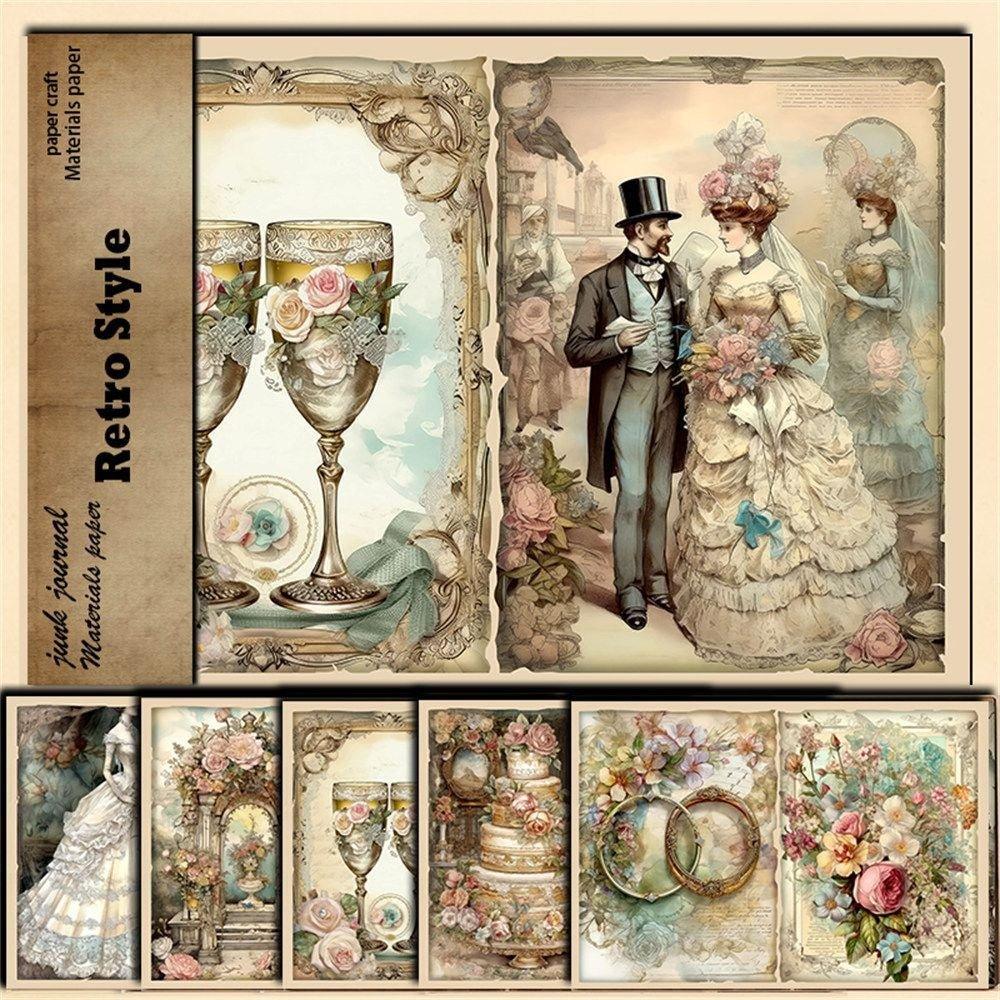 2091 Vintage Background Paper 5 Gentlemen's Wedding Material Paper - Memo Journals