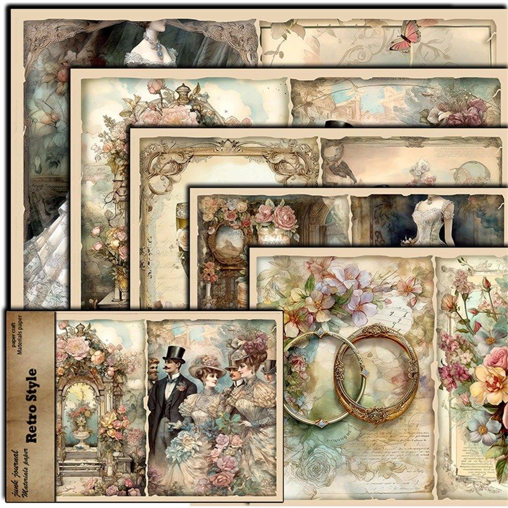 2091 Vintage Background Paper 5 Gentlemen's Wedding Material Paper - Memo Journals