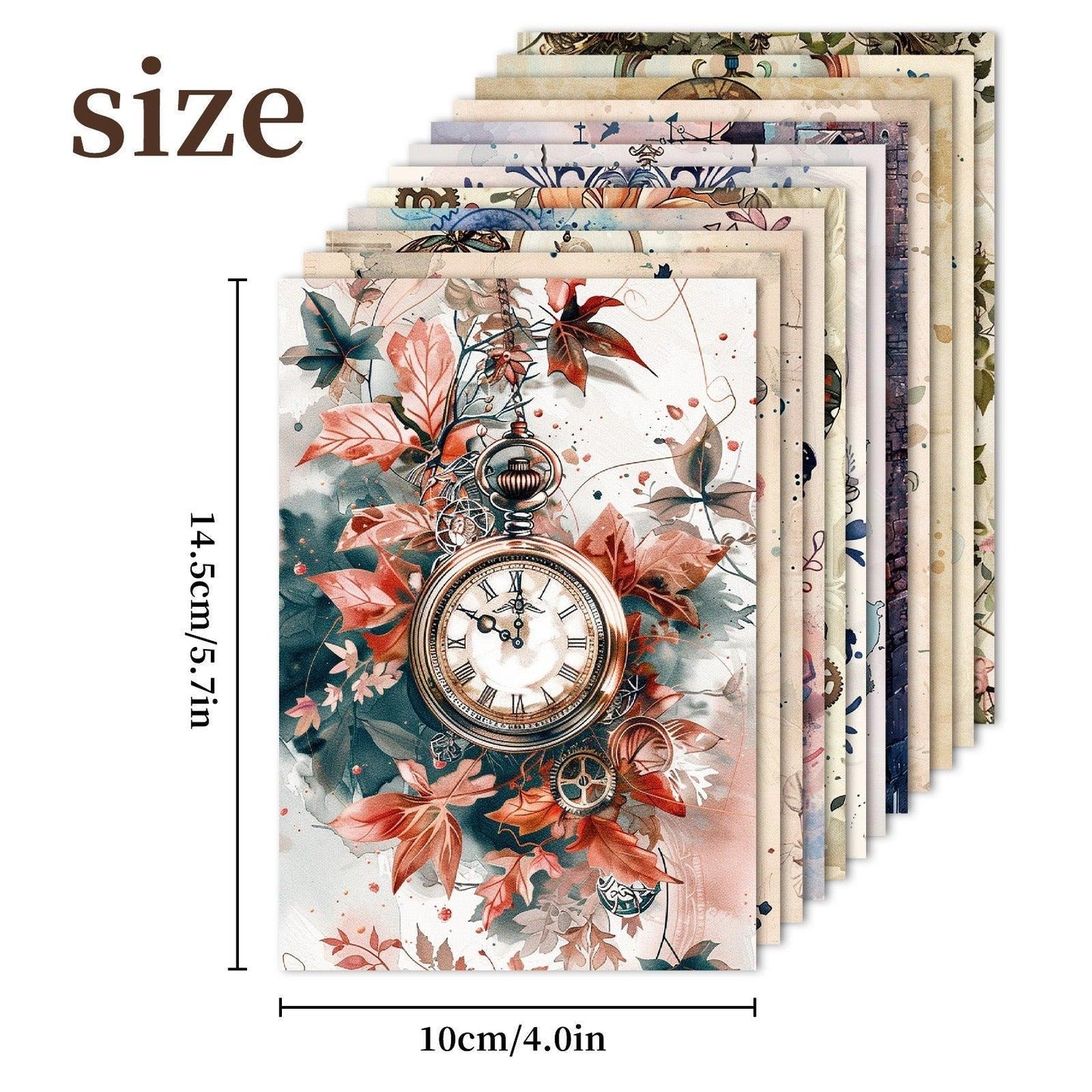 2097 12 Pieces/Pack Vintage Handbook Material Paper Big Ben Butterfly Theme - Memo Journals