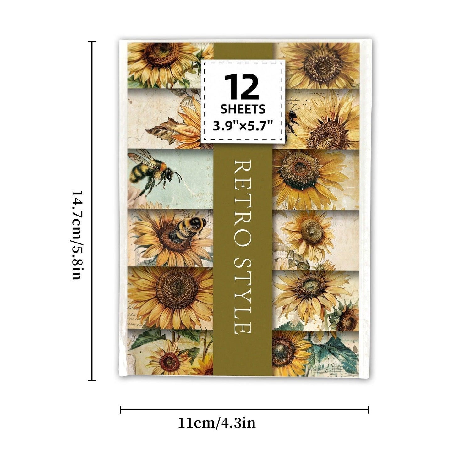 2099 12 Sunflower Flower Theme Material Papers - Memo Journals