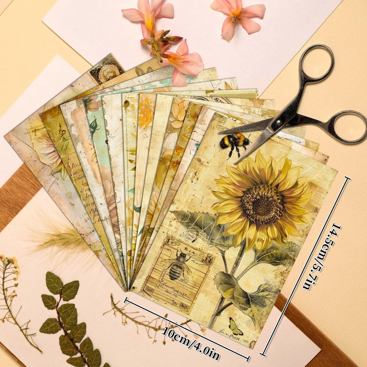 2099 12 Sunflower Flower Theme Material Papers - Memo Journals