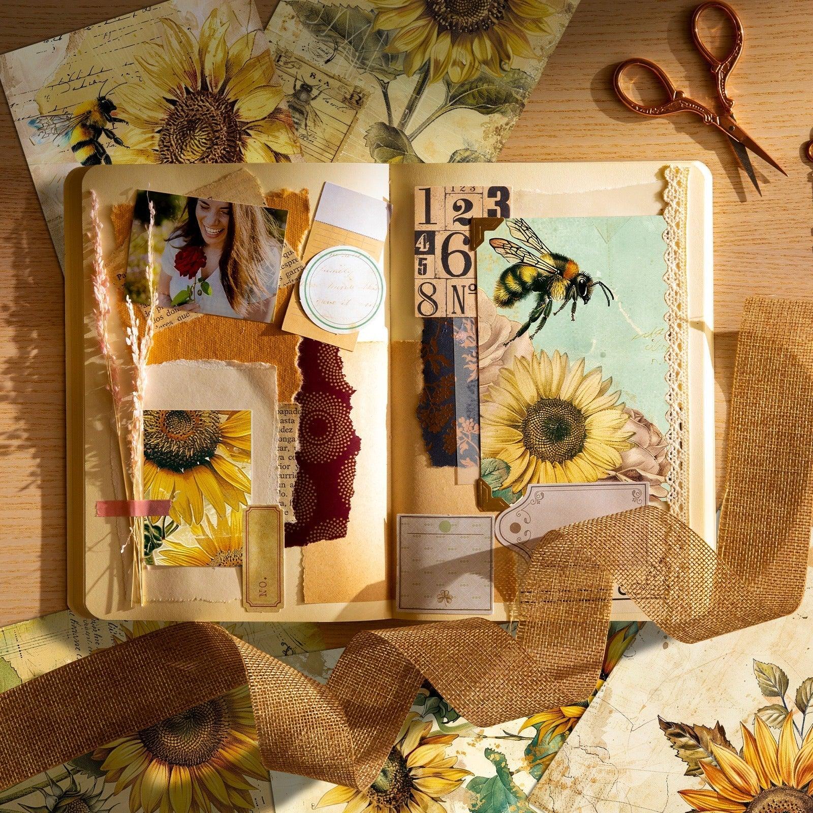 2099 12 Sunflower Flower Theme Material Papers - Memo Journals