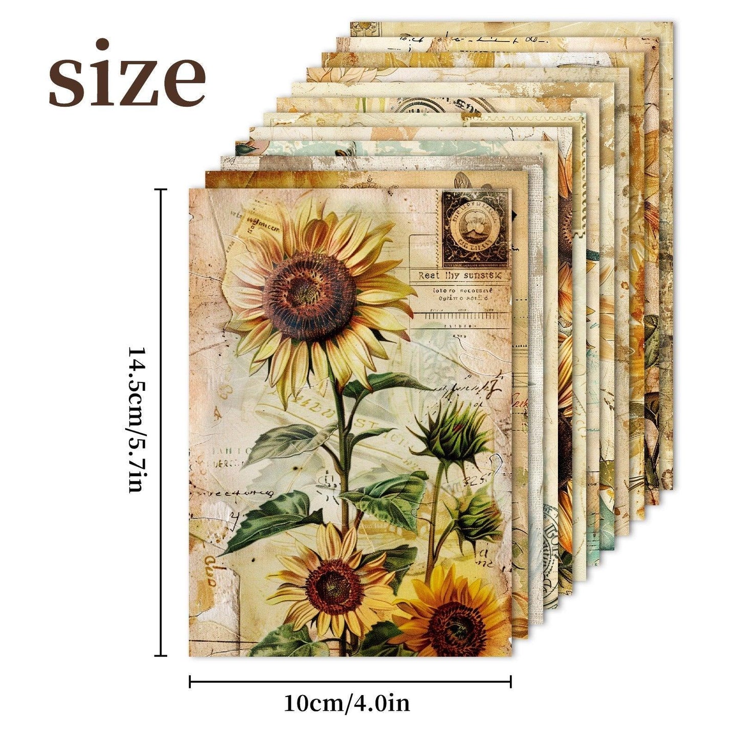 2099 12 Sunflower Flower Theme Material Papers - Memo Journals