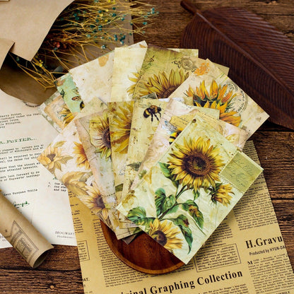 2099 12 Sunflower Flower Theme Material Papers - Memo Journals