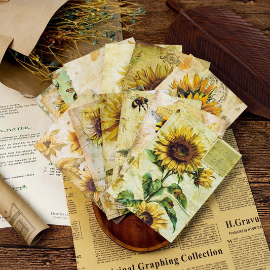 2099 12 Sunflower Flower Theme Material Papers - Memo Journals