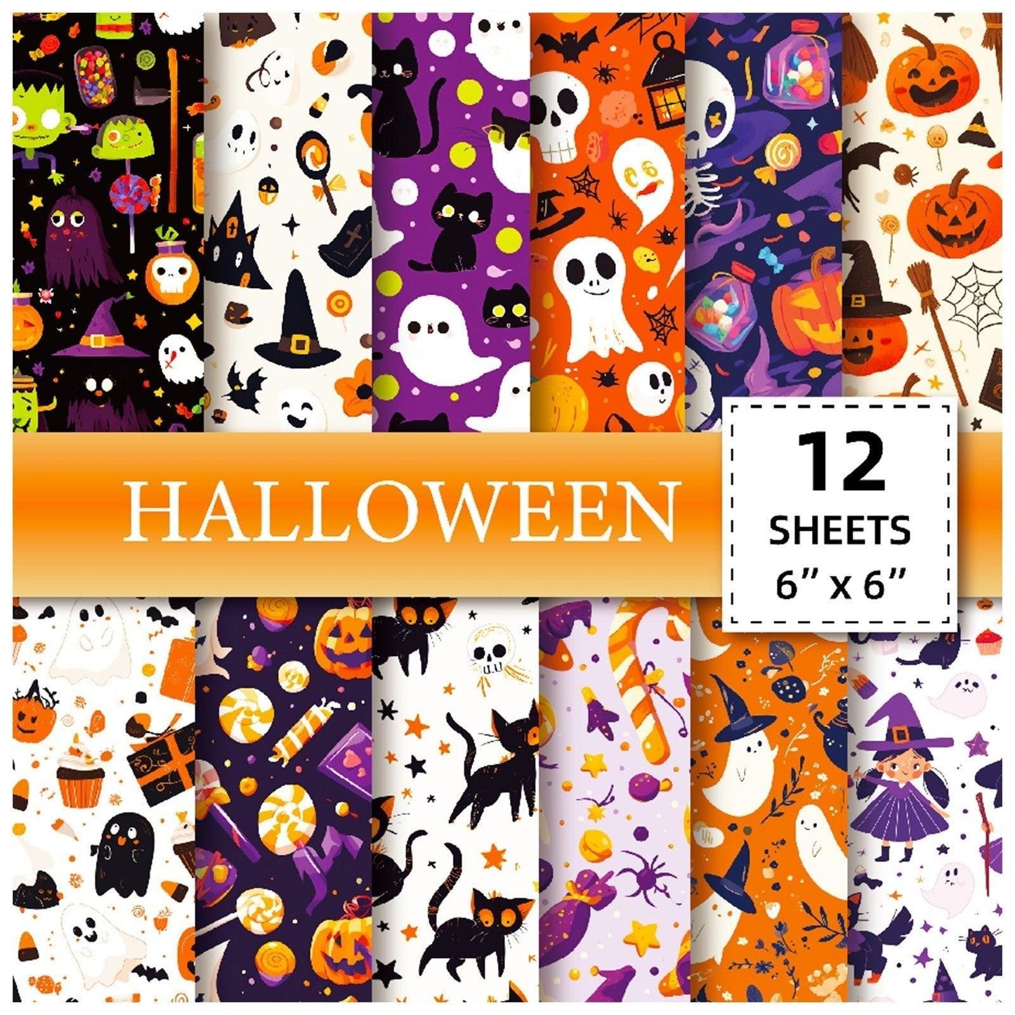 2101 12 Halloween Material Paper Pumpkin Spooky Bat Handbook - Memo Journals