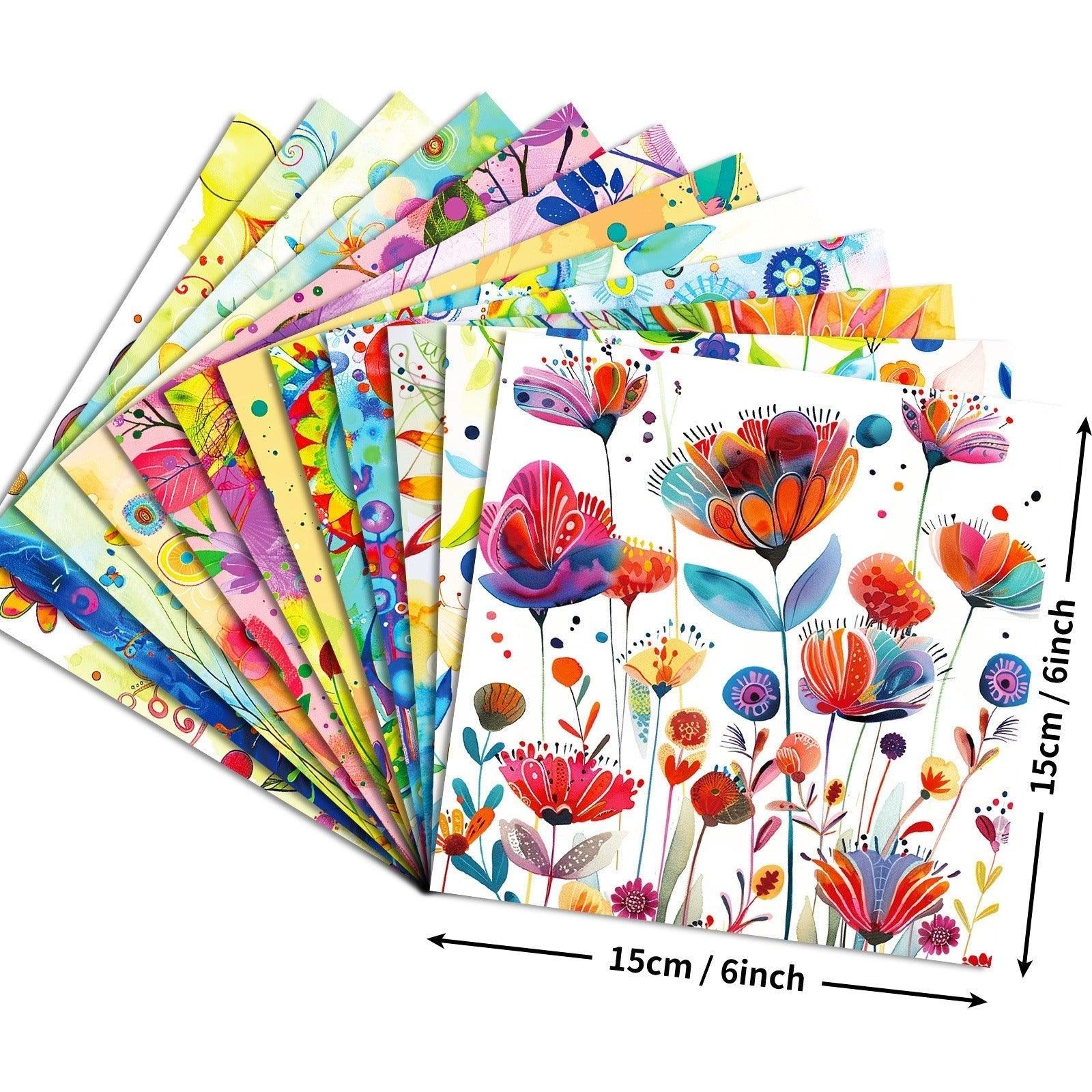 2103 12 sheets/pack of watercolour world floral clashing base material paper - Memo Journals