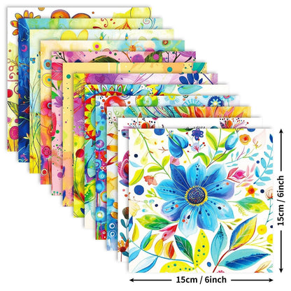 2103 12 sheets/pack of watercolour world floral clashing base material paper - Memo Journals