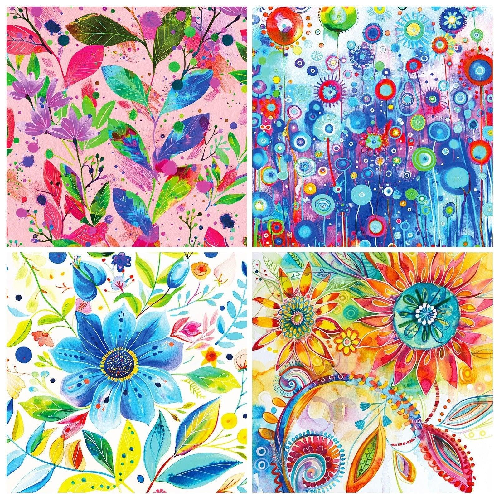 2103 12 sheets/pack of watercolour world floral clashing base material paper - Memo Journals