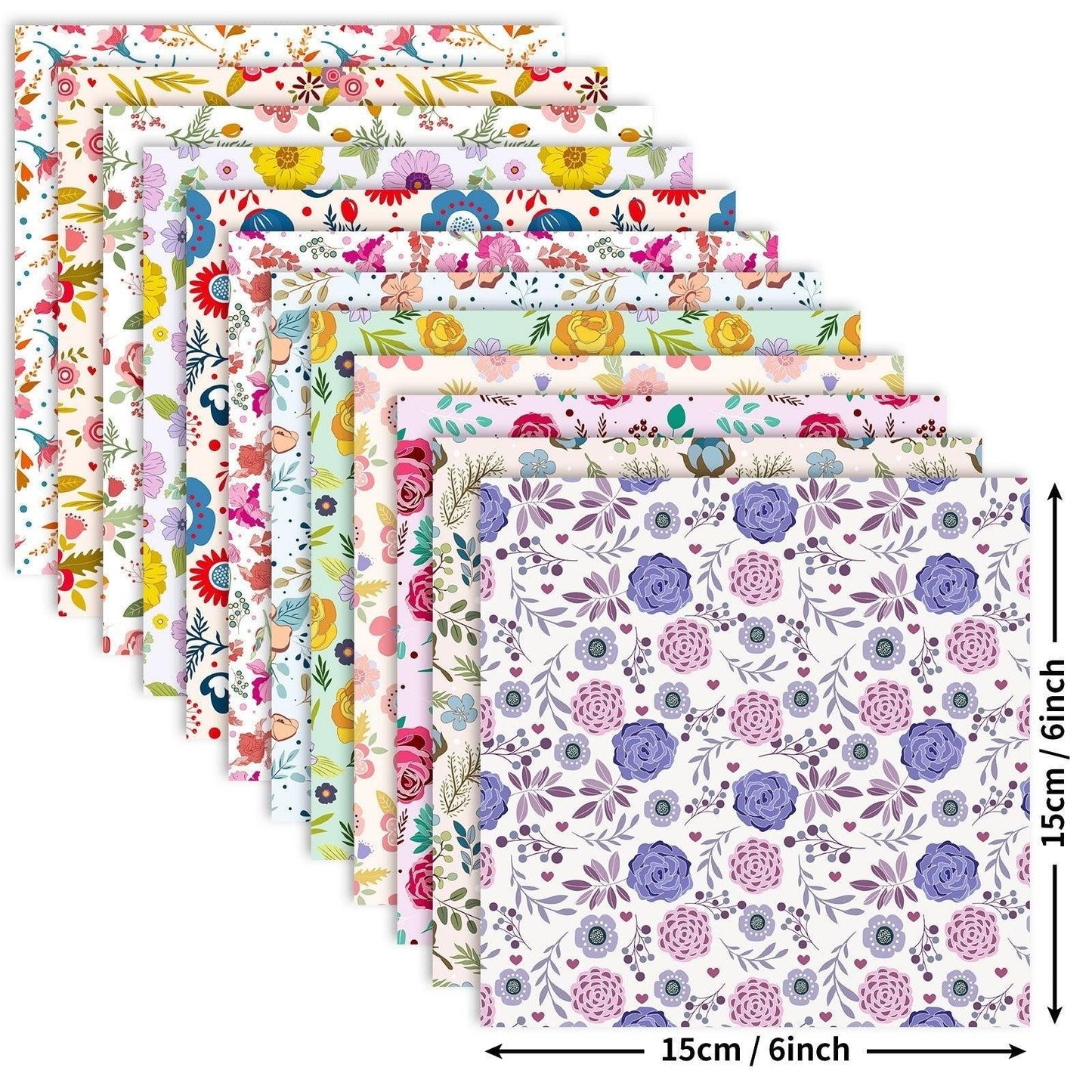 2107 12 sheets/pack Valentine's Day Floral Mix & Match Stock Paper - Memo Journals