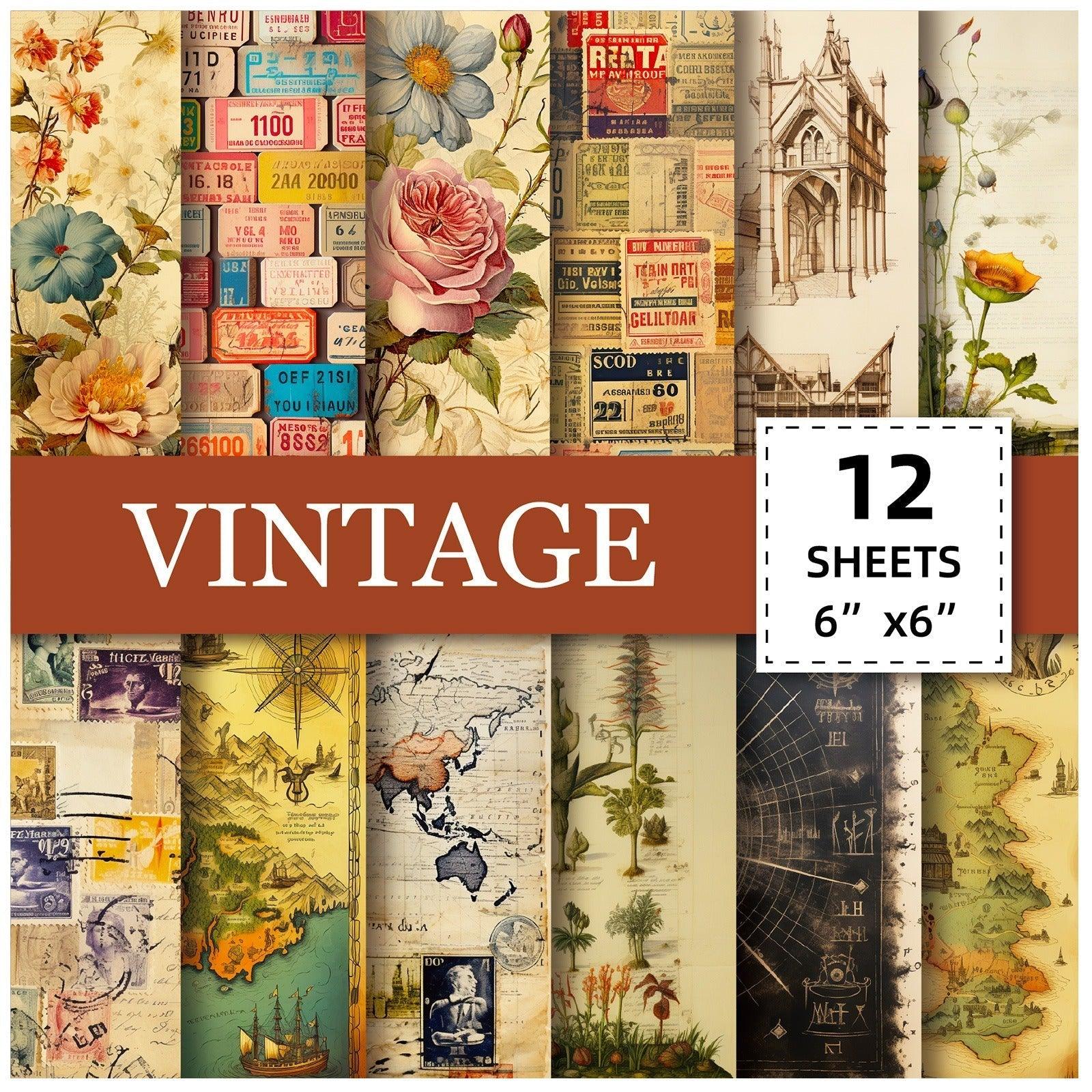 2109 12pcs/pack vintage style background paper material book personality autonomous - Memo Journals