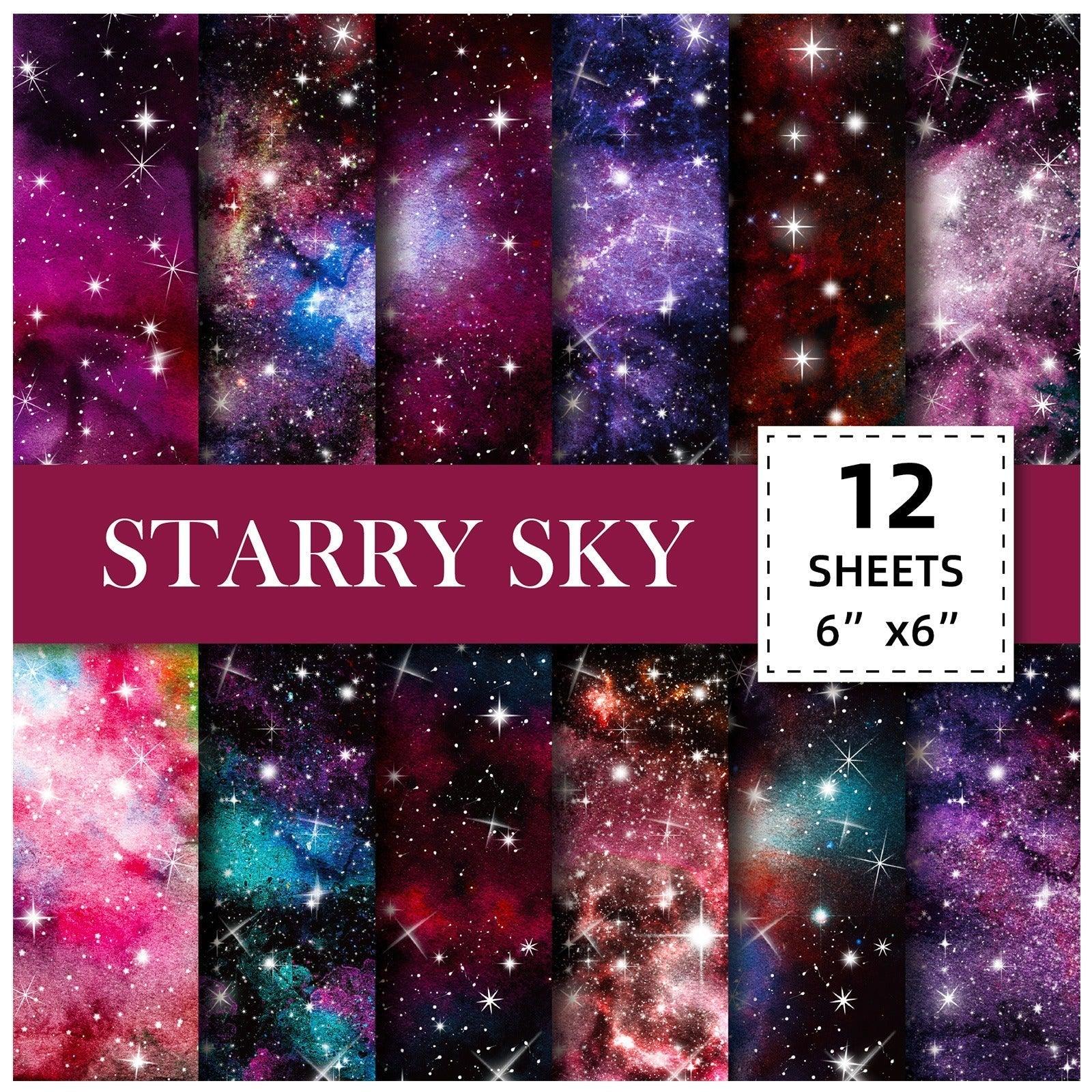 2111 12 Material Paperbacks 6 Inch Patterned Paper Starry Night Collection - Memo Journals