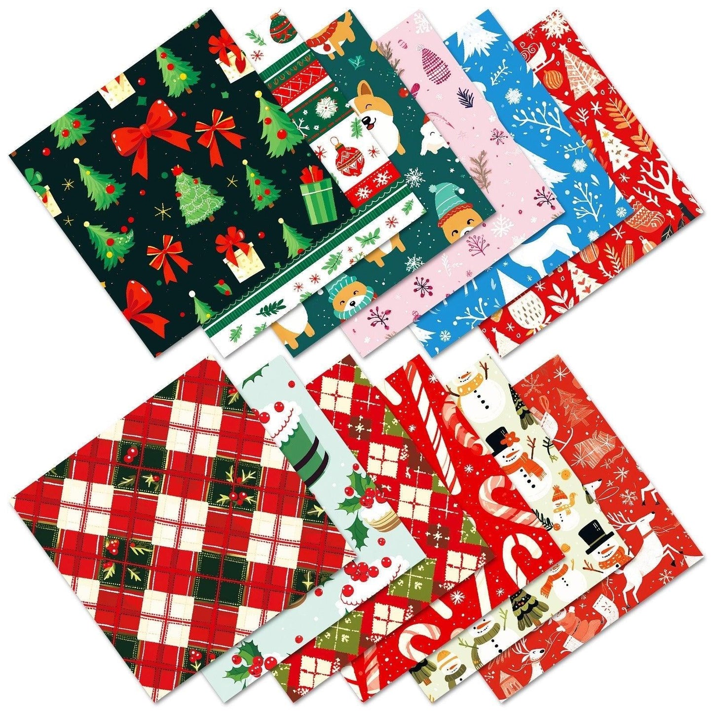 2112 12 Christmas Red and Green Checkered Christmas Eve Gift Wrap Handbook - Memo Journals