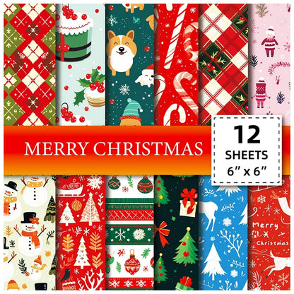 2112 12 Christmas Red and Green Checkered Christmas Eve Gift Wrap Handbook - Memo Journals