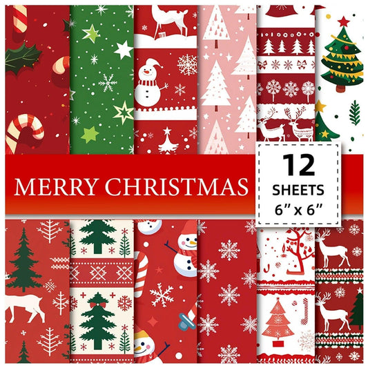 2113 12 sheets/pack Christmas Day Celebration Decoration Base Paper - Memo Journals